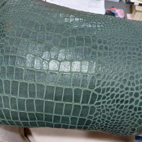 Faux Leather Green Cushion Decorative Pillow Suave On Backside Accent Pillows - Picture 3 of 7